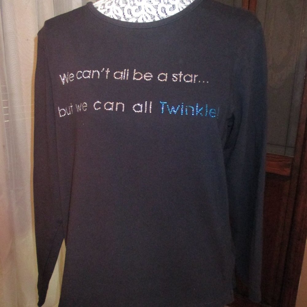 The Quacker Factory Inspiration Black Long Sleeve T-Shirt/Ladies Large